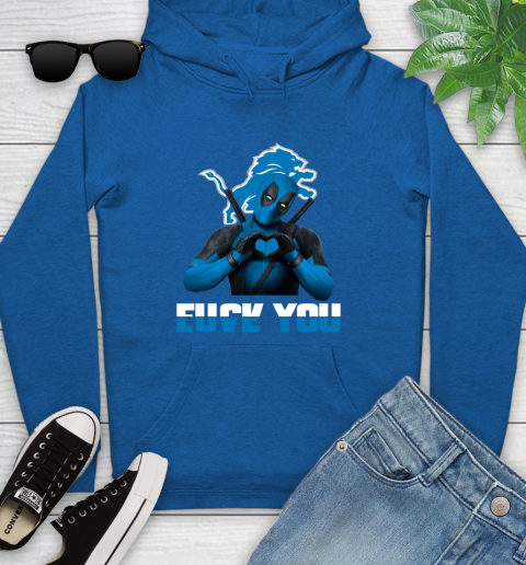 NHL Detroit Lions Deadpool Love You Fuck You Football Sports Youth Hoodie 11