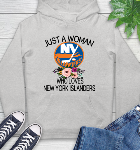 NHL Just A Woman Who Loves New York Islanders Hockey Sports Hoodie