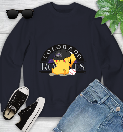 MLB Pikachu Baseball Sports Colorado Rockies Youth Sweatshirt 3