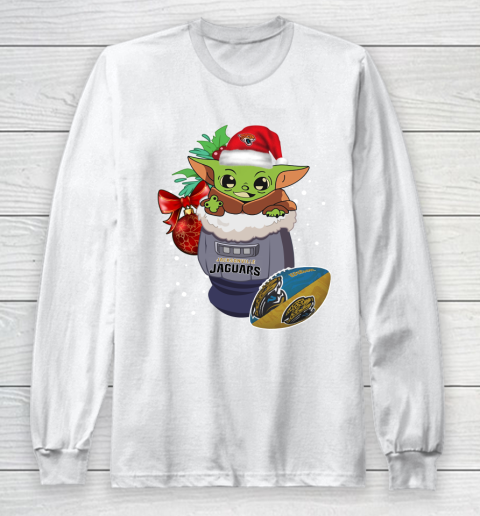 Jacksonville Jaguars Christmas Baby Yoda Star Wars Funny Happy NFL Long Sleeve T-Shirt 2
