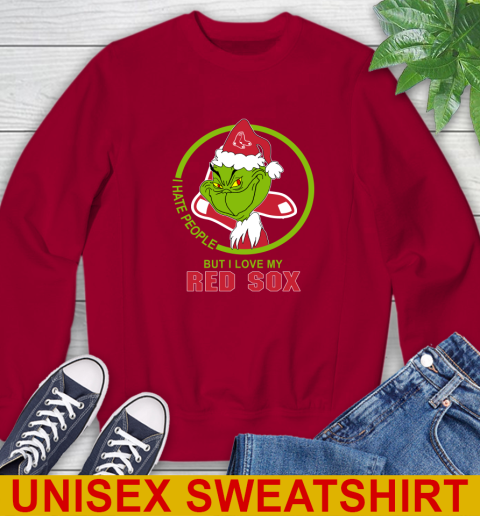 Boston Red Sox MLB Christmas Grinch I Hate People But I Love My Favorite Baseball Team Sweatshirt 7