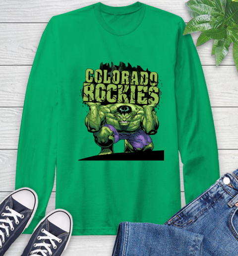 Colorado Rockies MLB Baseball Incredible Hulk Marvel Avengers Sports Long Sleeve T-Shirt 7