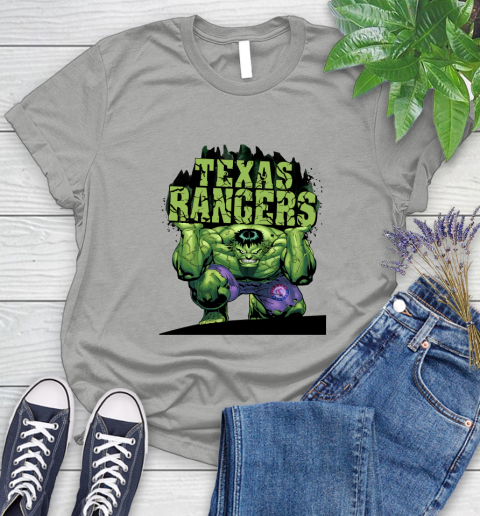 Texas Rangers MLB Baseball Incredible Hulk Marvel Avengers Sports Women's T-Shirt 10