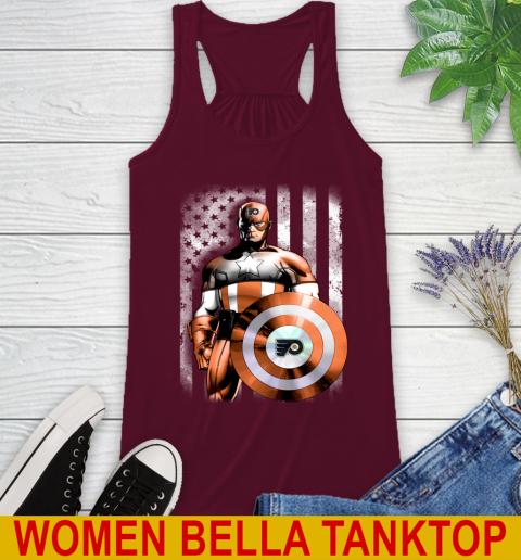Philadelphia Flyers NHL Hockey Captain America Marvel Avengers American Flag Shirt Racerback Tank 2