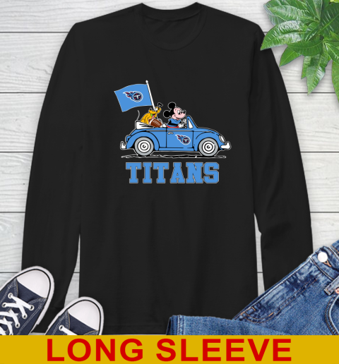 NFL Football Tennessee Titans Pluto Mickey Driving Disney Shirt Long Sleeve T-Shirt 2