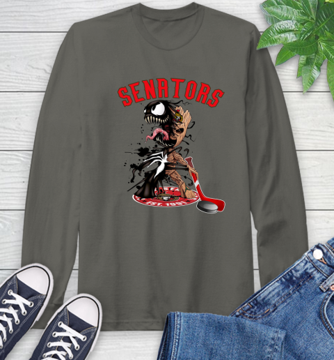 NHL Ottawa Senators Hockey Venom Groot Guardians Of The Galaxy Long Sleeve T-Shirt 8