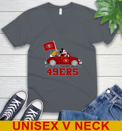 NFL Football San Francisco 49ers Pluto Mickey Driving Disney Shirt V-Neck T-Shirt 5