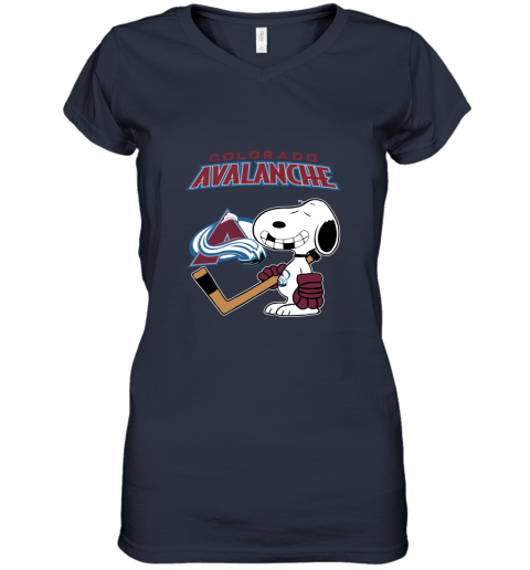 Colorado Avalanche Ice Hockey Broken Teeth Snoopy NHL Women's V-Neck T-Shirt