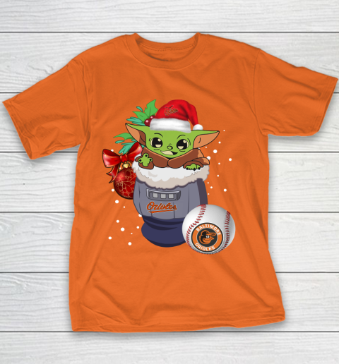 Baltimore Orioles Christmas Baby Yoda Star Wars Funny Happy MLB Youth T-Shirt 6