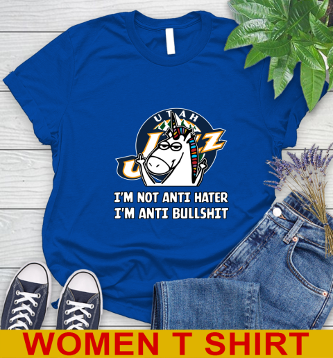 Utah Jazz NBA Basketball Unicorn I'm Not Anti Hater I'm Anti Bullshit Women's T-Shirt 9