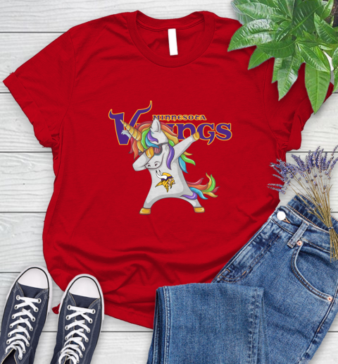 Minnesota Vikings NFL Football Funny Unicorn Dabbing Sports Women's T-Shirt 9