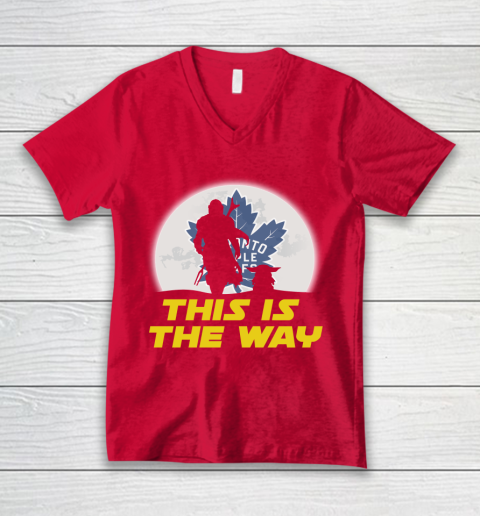 Toronto Maple Leafs NHL Ice Hockey Star Wars Yoda And Mandalorian This Is The Way V-Neck T-Shirt 6