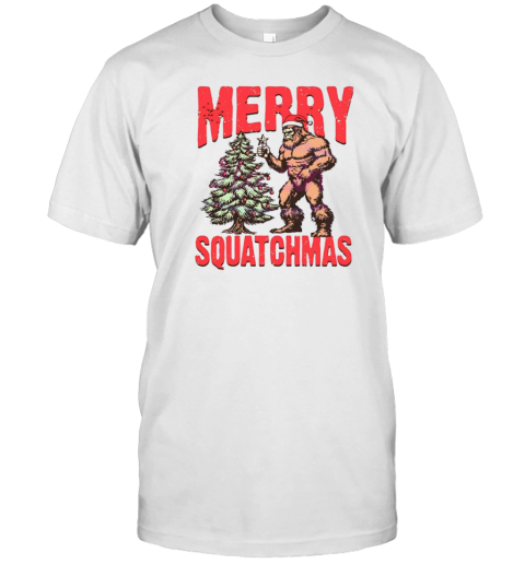 Merry Squatchmas Bigfoot Santa hat Christmas T-Shirt