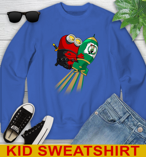 NBA Basketball Boston Celtics Deadpool Minion Marvel Shirt Youth Sweatshirt 6