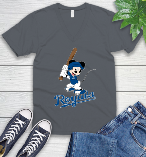 MLB Baseball Kansas City Royals Cheerful Mickey Mouse Shirt V-Neck T-Shirt 5