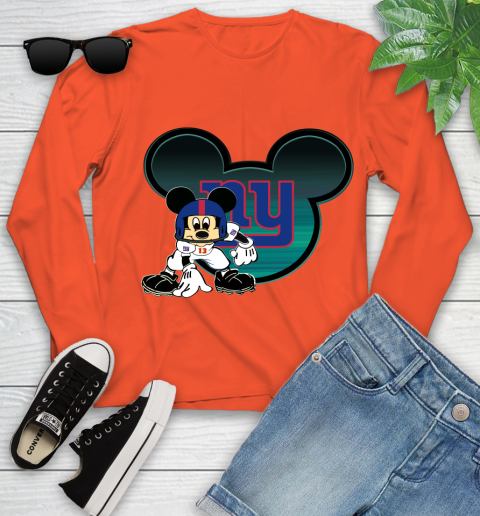 NFL New York Giants Mickey Mouse Disney Football T Shirt Youth Long Sleeve 4