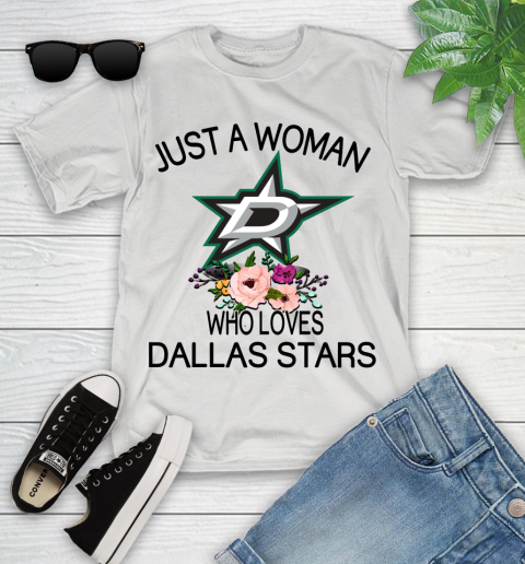 NHL Just A Woman Who Loves Dallas Stars Hockey Sports Youth T-Shirt