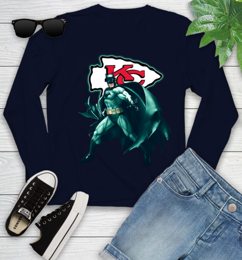 NFL Batman Football Sports Kansas City Chiefs Youth Long Sleeve 3