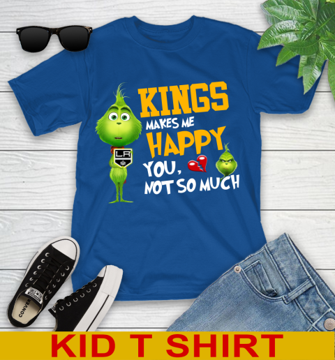 NHL Los Angeles Kings Makes Me Happy You Not So Much Grinch Hockey Sports Youth T-Shirt 10