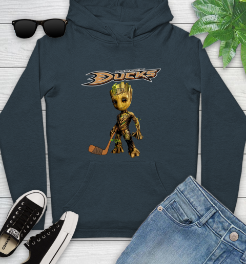 Anaheim Ducks NHL Hockey Groot Marvel Guardians Of The Galaxy Youth Hoodie 8