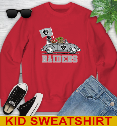 NFL Football Oakland Raiders Darth Vader Baby Yoda Driving Star Wars Shirt Youth Sweatshirt 8