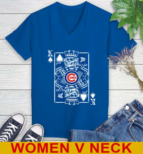 Chicago Cubs MLB Baseball The King Of Spades Death Cards Shirt Women's V-Neck T-Shirt 9
