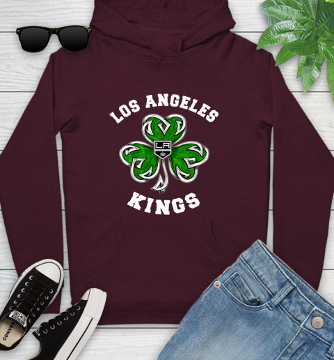 NHL Los Angeles Kings Three Leaf Clover St Patrick's Day Hockey Sports Youth Hoodie 7
