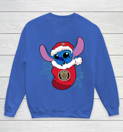 New Orleans Saints Christmas Stitch In The Sock Funny Disney NFL Youth Sweatshirt 8