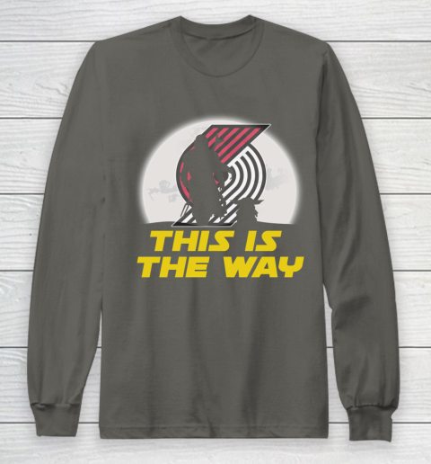 Portland Trail Blazers NBA Basketball Star Wars Yoda And Mandalorian This Is The Way Long Sleeve T-Shirt 5