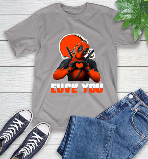 NHL Cleveland Browns Deadpool Love You Fuck You Football Sports T-Shirt 6