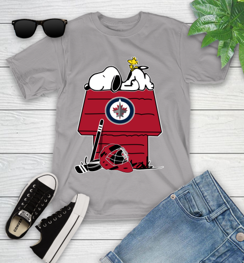 Winnipeg Jets NHL Hockey Snoopy Woodstock The Peanuts Movie Youth T-Shirt 4