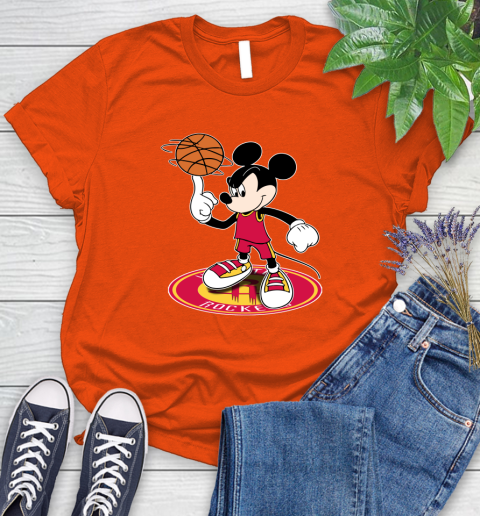 NBA Basketball Houston Rockets Cheerful Mickey Disney Shirt Women's T-Shirt 4