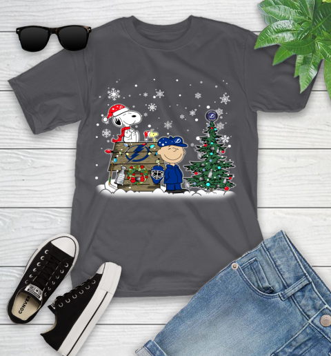 NHL Tampa Bay Lightning Snoopy Charlie Brown Woodstock Christmas Stanley Cup Hockey Youth T-Shirt 6
