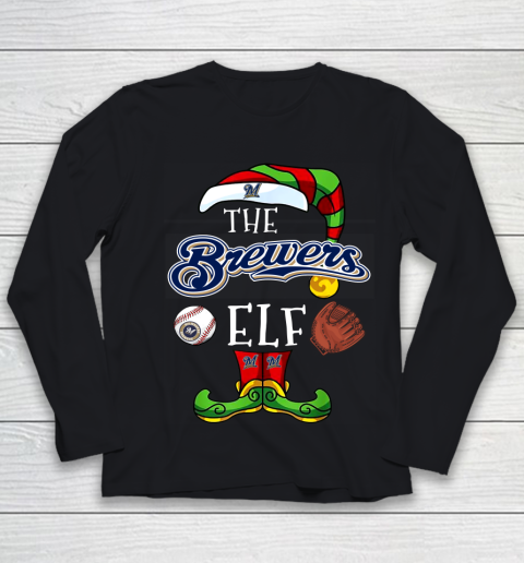 Milwaukee Brewers Christmas ELF Funny MLB Youth Long Sleeve
