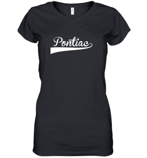 PONTIAC Baseball Styled Jersey Shirt Softball Women's V-Neck T-Shirt