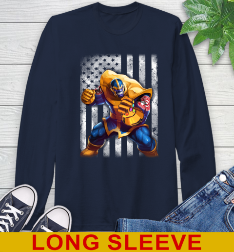NBA Basketball Atlanta Hawks Thanos Marvel American Flag Shirt Long Sleeve T-Shirt 3
