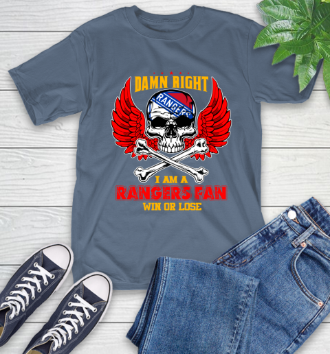 NHL Damn Right I Am A New York Rangers Win Or Lose Skull Hockey Sports T-Shirt 8