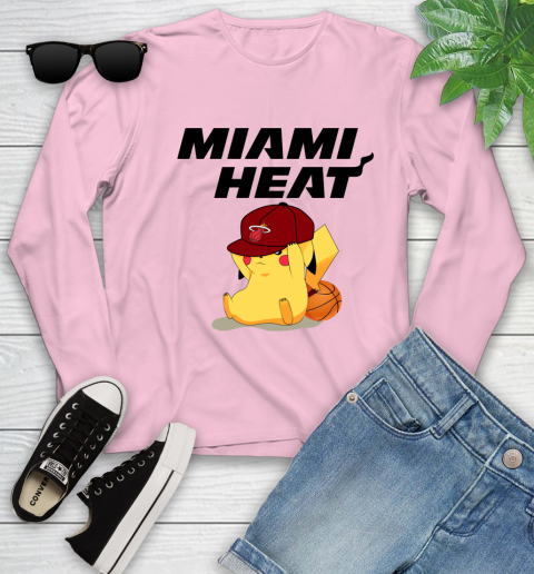 NBA Pikachu Basketball Sports Miami Heat Youth Long Sleeve 10