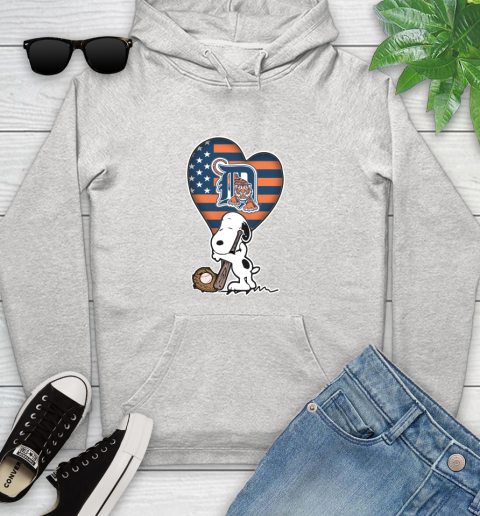 Detroit Tigers MLB Baseball The Peanuts Movie Adorable Snoopy Youth Hoodie