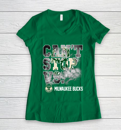 NBA Milwaukee Bucks Basketball Can't Stop Vs Women's V-Neck T-Shirt 3