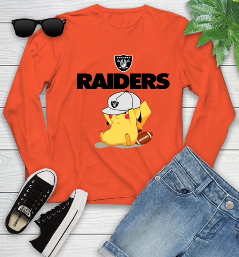 NFL Pikachu Football Sports Oakland Raiders Youth Long Sleeve 4