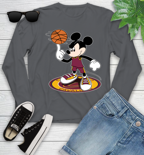 NBA Basketball Cleveland Cavaliers Cheerful Mickey Disney Shirt Youth Long Sleeve 8