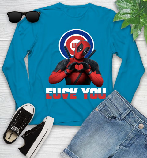 MLB Chicago Cubs Deadpool Love You Fuck You Baseball Sports Youth Long Sleeve 8