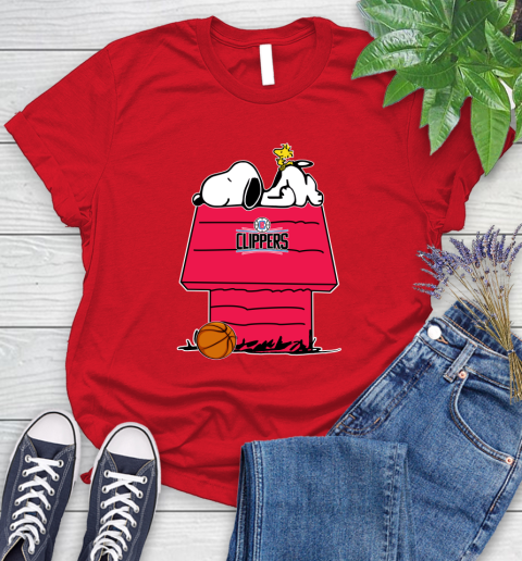LA Clippers NBA Basketball Snoopy Woodstock The Peanuts Movie Women's T-Shirt 9