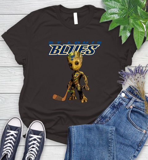 St.Louis Blues NHL Hockey Groot Marvel Guardians Of The Galaxy Women's T-Shirt 8