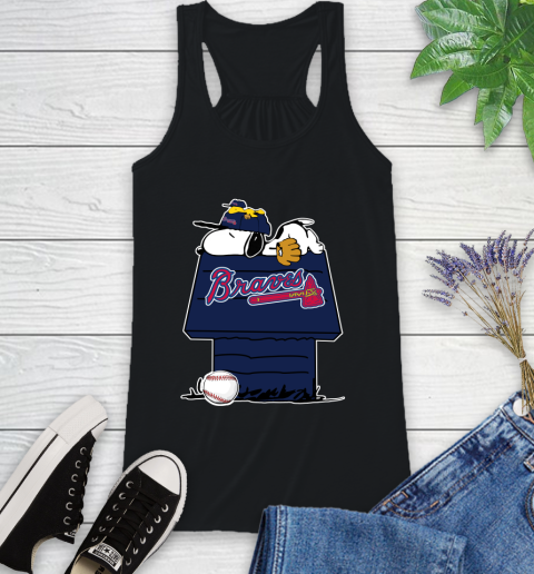 MLB Atlanta Braves Snoopy Woodstock The Peanuts Movie Baseball T Shirt Racerback Tank 2