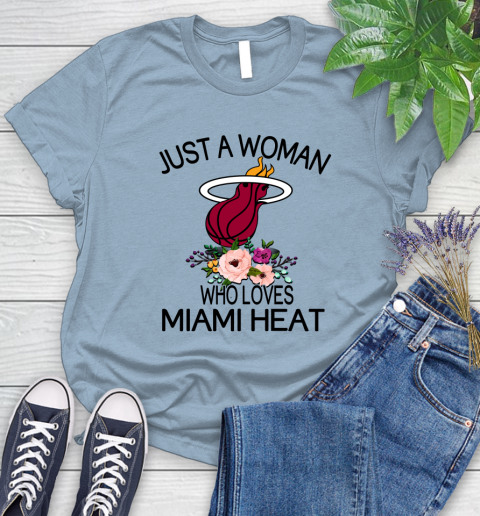 NBA Just A Woman Who Loves Miami Heat Basketball Sports Women's T-Shirt 6