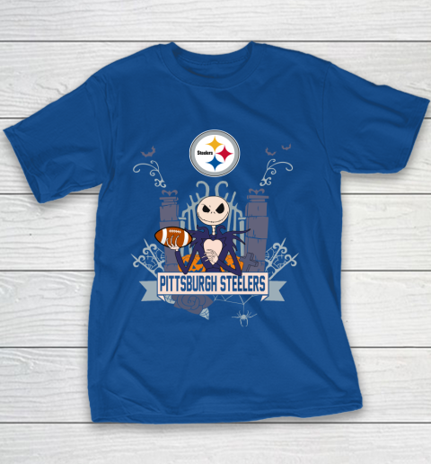 NFL Pittsburgh Steelers Football Jack Skellington Halloween Youth T-Shirt 6