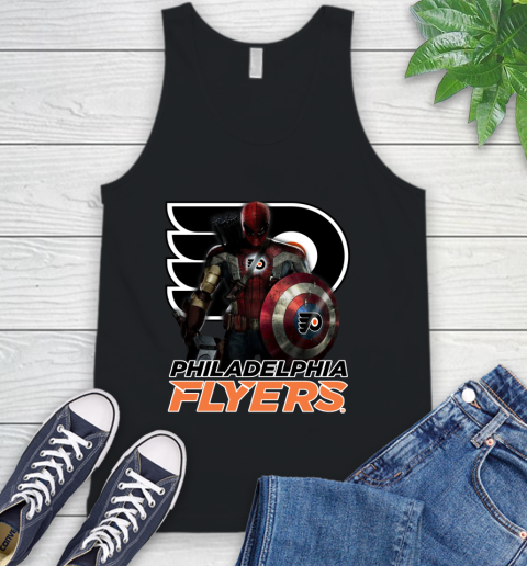 NHL Captain America Thor Spider Man Hawkeye Avengers Endgame Hockey Philadelphia Flyers Tank Top 2