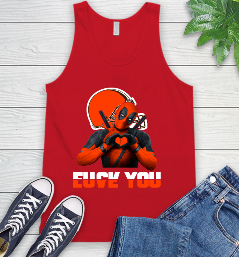 NHL Cleveland Browns Deadpool Love You Fuck You Football Sports Tank Top 5